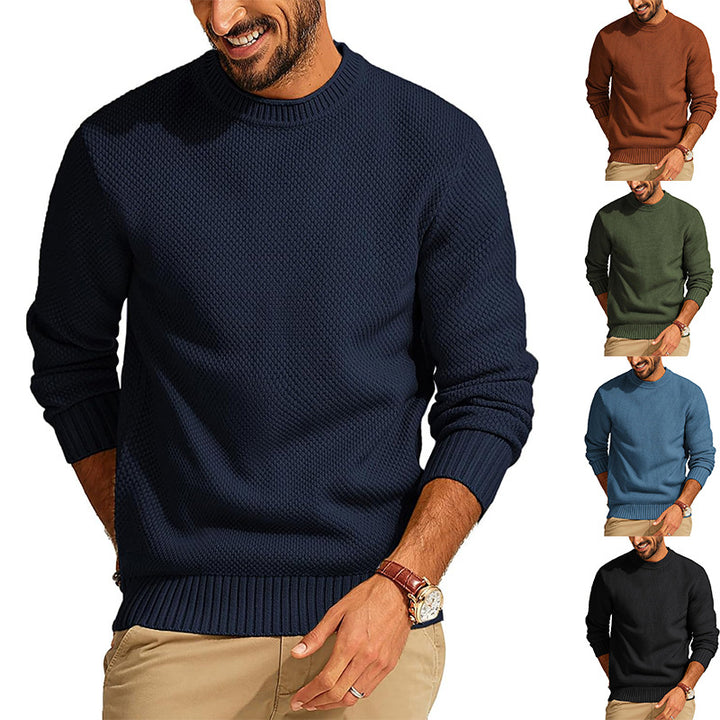 Herren Waffelstrick-Pullover mit Rundhalsausschnitt Drune