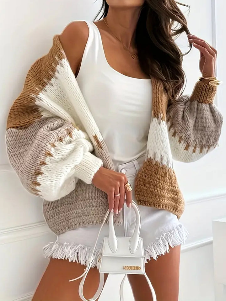 Damen farbenfroher Strickcardigan Drune