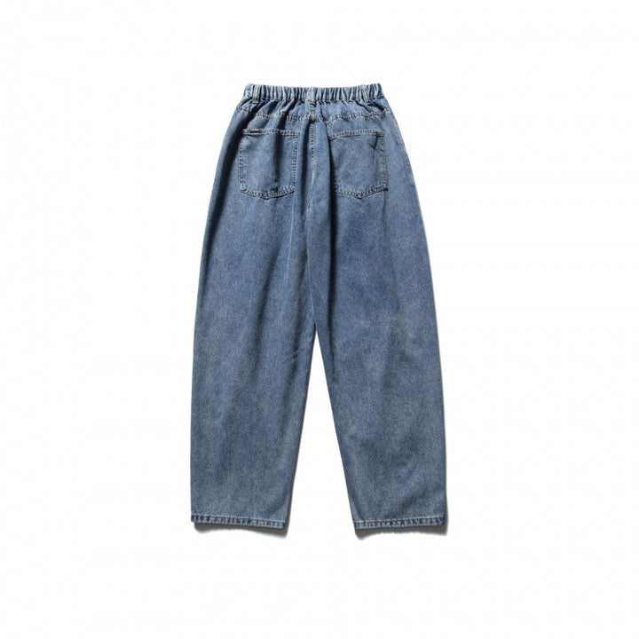 Unisex Weite Baggy-Jeans mit elastischem Bund, Tunnelzug und aufgesetzten Gesäßtaschen Drune