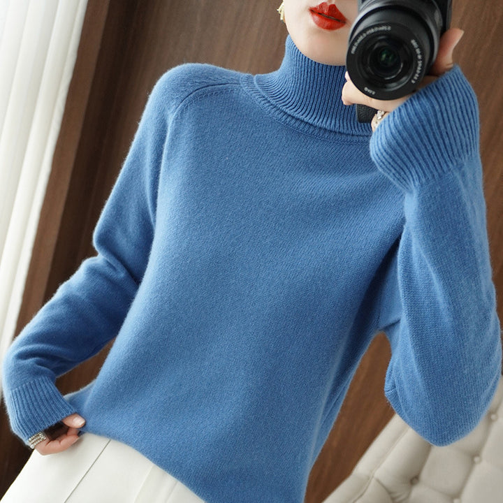 Damen Rollkragenpullover aus weichem Wollmix mit verlängerten Bündchen Drune