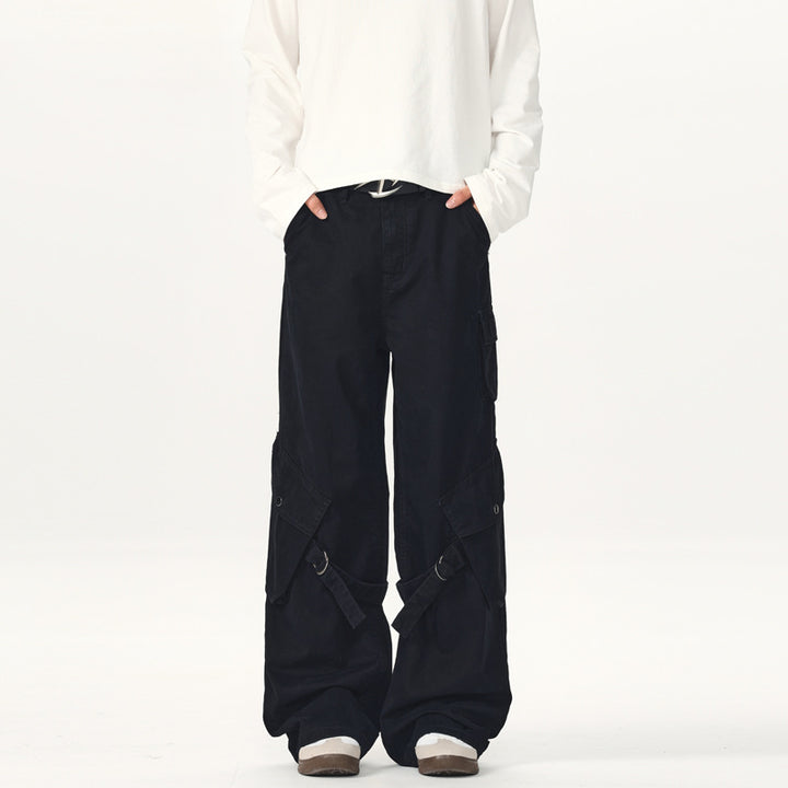 Herren Ultraweite Canvas-Cargohose mit D-Ring-Gurtsystem und multiplen Pattentaschen Drune
