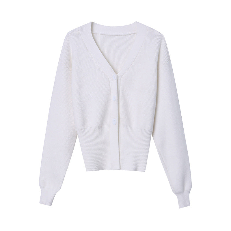 Damen Strickjacke mit V-Ausschnitt und Knopfdetails Drune