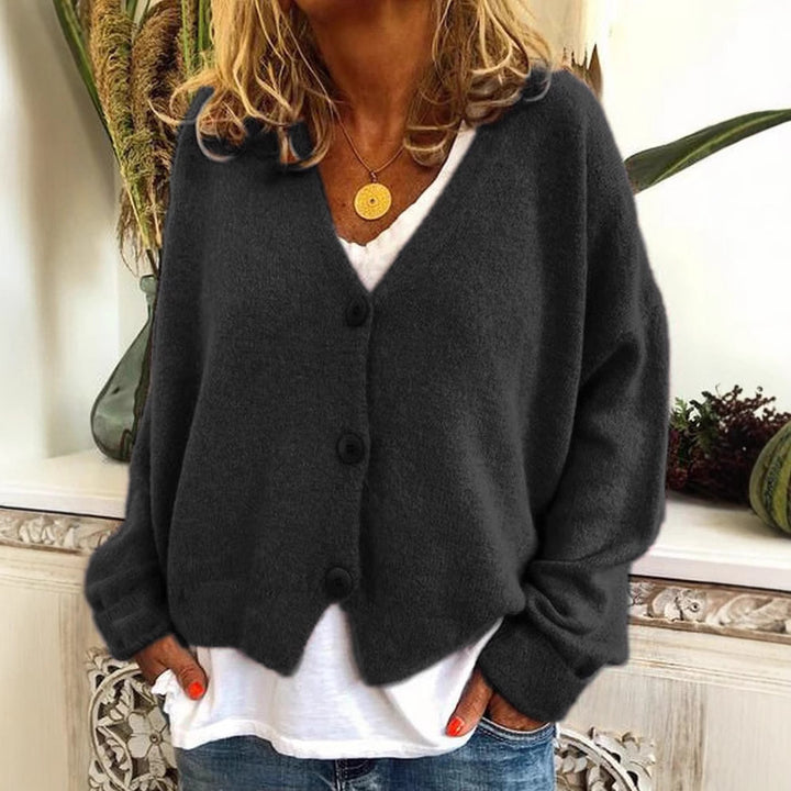 Damen kuschelige Strickjacke mit Knöpfen und modernem Schnitt Drune