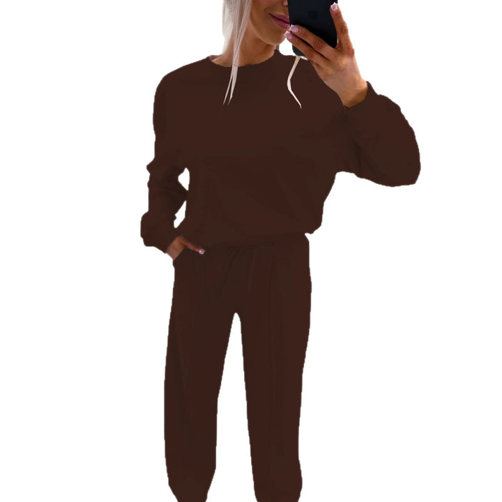 Damen Casual-Loungewear-Set mit Oversize-Batwing-Pullover und weitem Jersey-Hosenbein Drune
