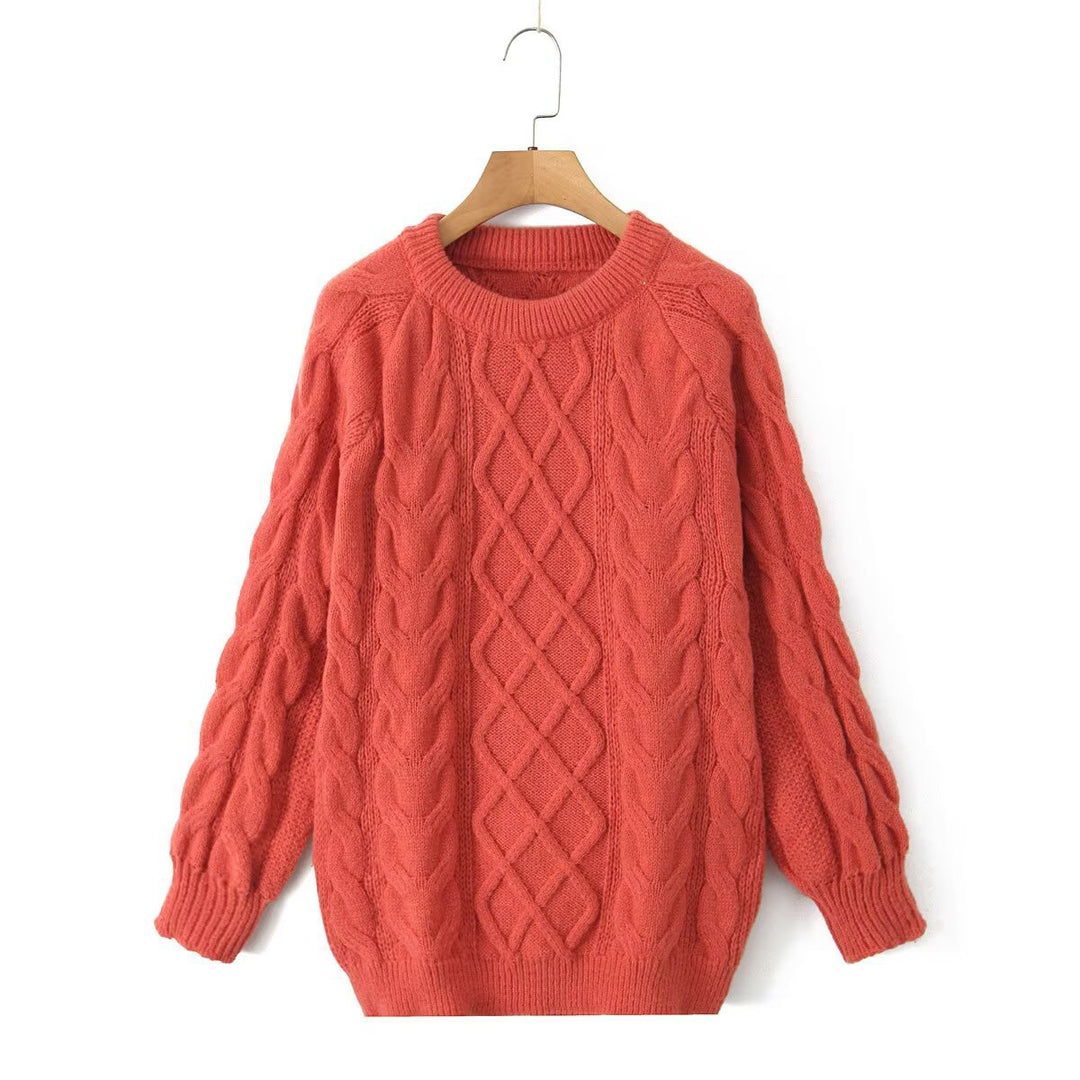 Damen Luxus gestrickter Pullover mit Zopfmuster Drune