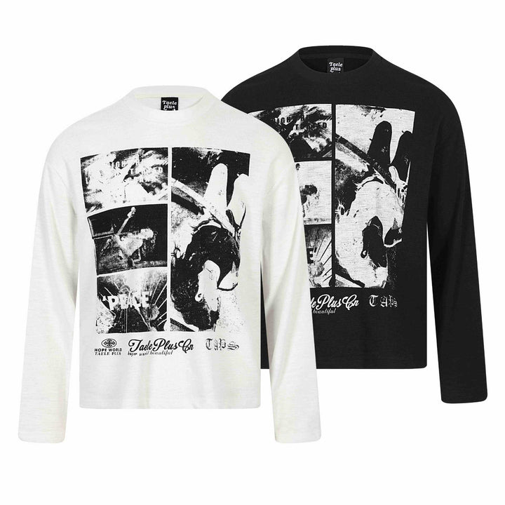 Unisex Langärmeliges Oversize-Sweatshirt mit Collage-Photo-Print und weichem Rundhals Drune