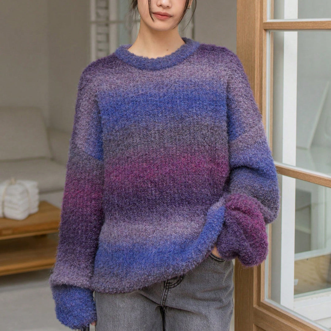 Damen lässiger Strickpullover mit einzigartiger Textur und weitem Schnitt Drune