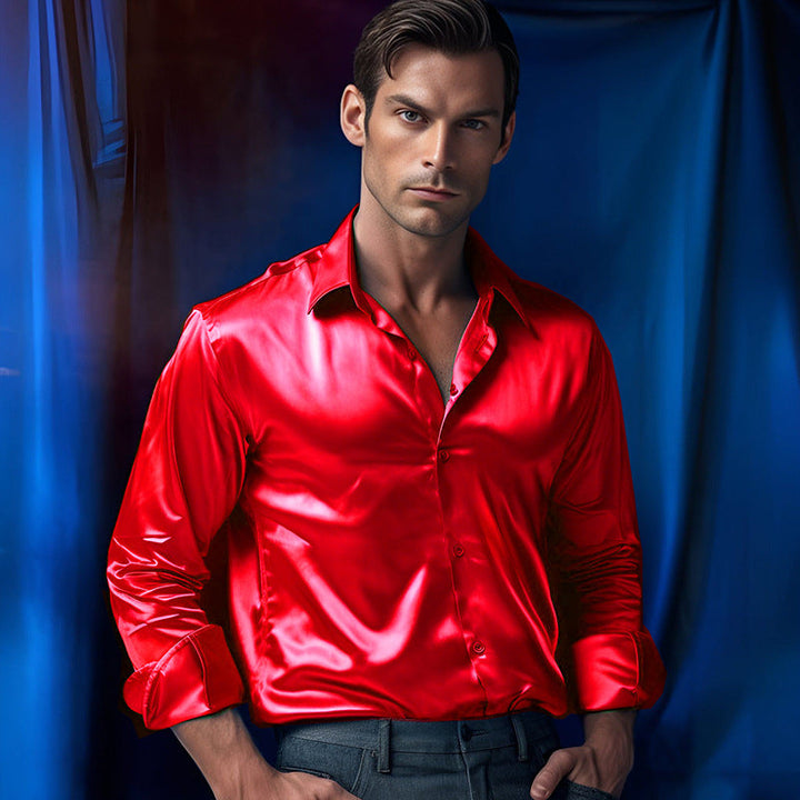 Herren elegante und glänzende Hemd Drune