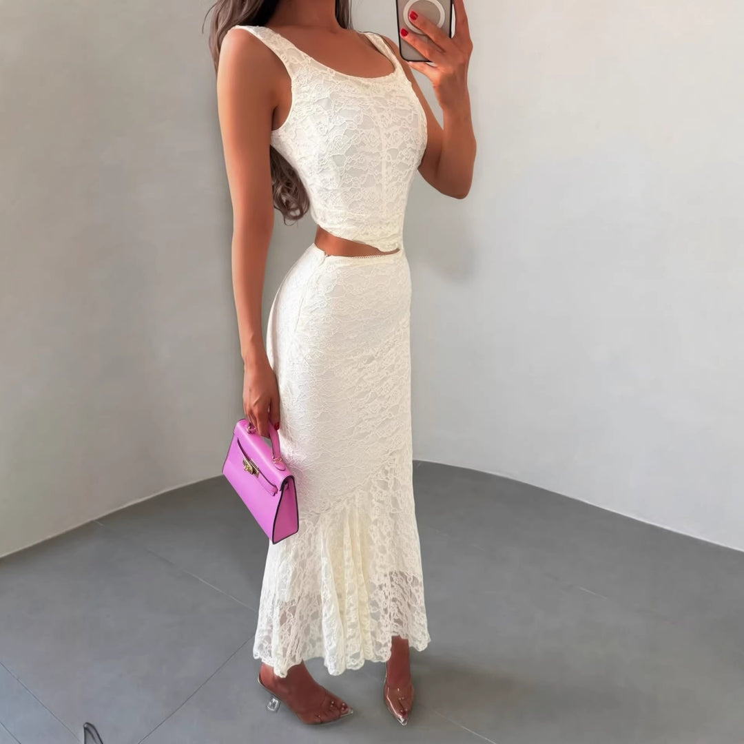 Damen Spitzenkleid im eleganten Maxistil Drune