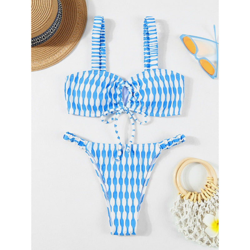 Damen Triangel-Bikini mit modischem Wickel-Design und verstellbaren Trägern Drune