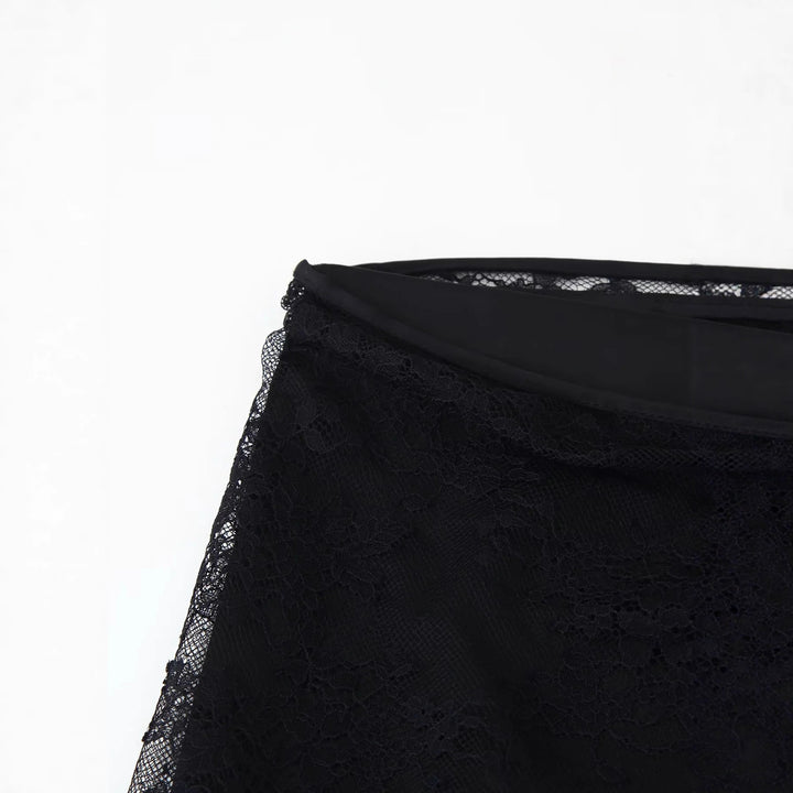 Damen nan Wickel-Palazzohose mit integriertem Rocklayer, hohem Bund und weitem Bein Drune