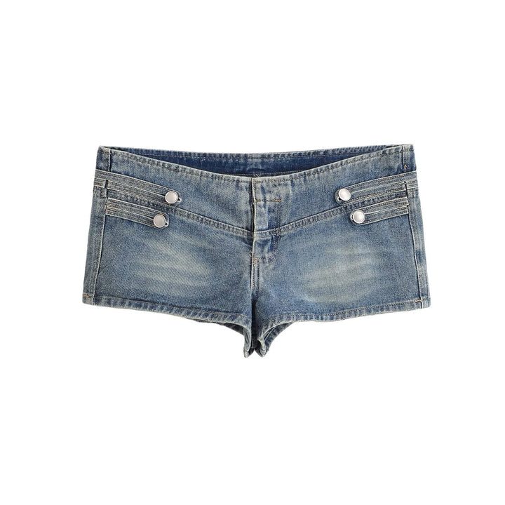 Damen Jeansjacke im Military-Stil mit Stehkragen und dekorativen Zierknopfleisten Drune