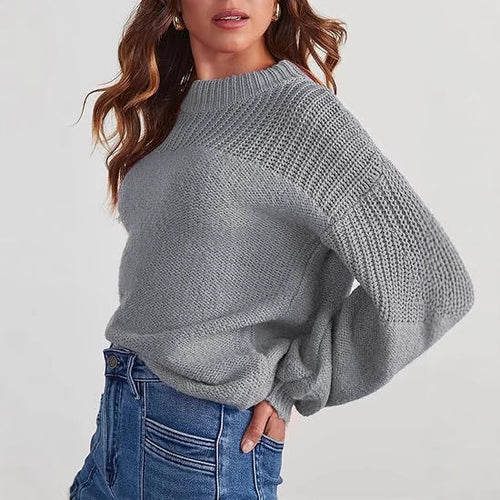 Damen Modischer Strickpullover mit überschnittenen Schultern und lässigem Schnitt Drune