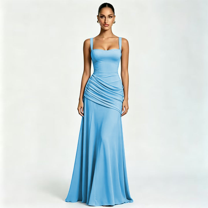 Damen Elegantes Maxikleid mit tailliertem Design und zarten Raffungselementen Drune