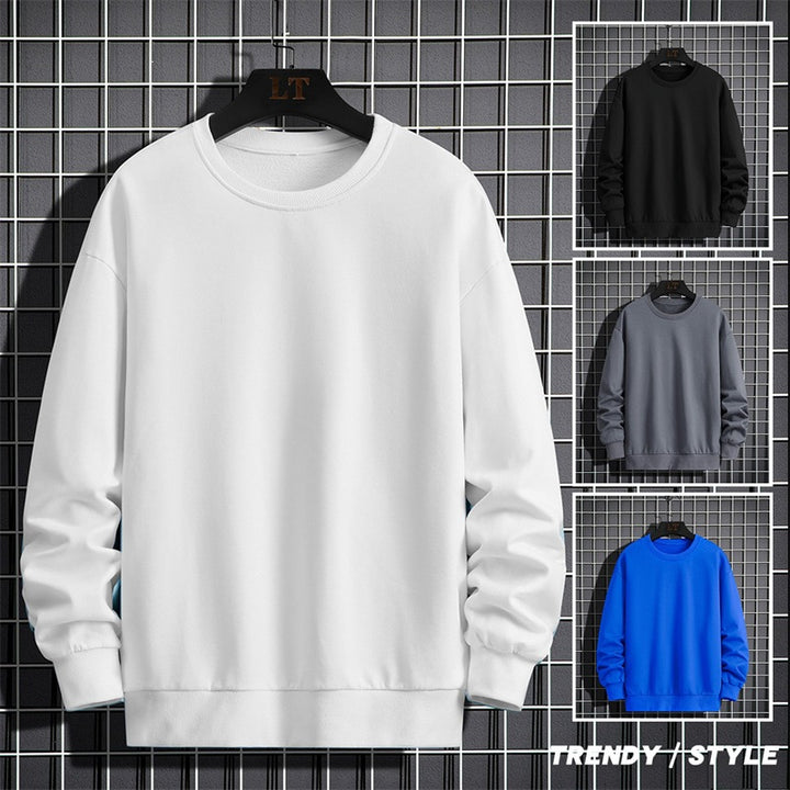 Herren Schlichtes Oversize Rundhals‑Sweatshirt aus schwerer Baumwollmischung mit gerippten Bündchen Drune