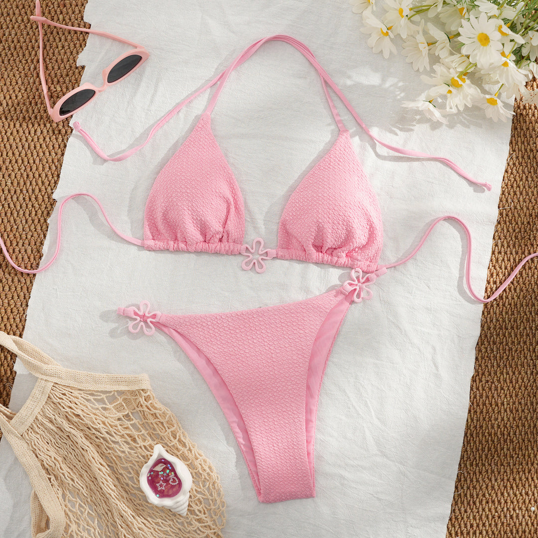 Damen Triangel-Bikini mit floralem Design und verstellbaren Trägern Drune
