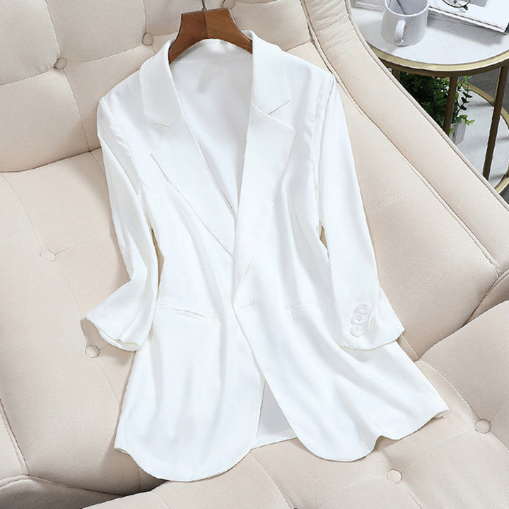 Damen Leichter taillierter Longblazer mit fallendem Saum und Paspeltaschen Drune