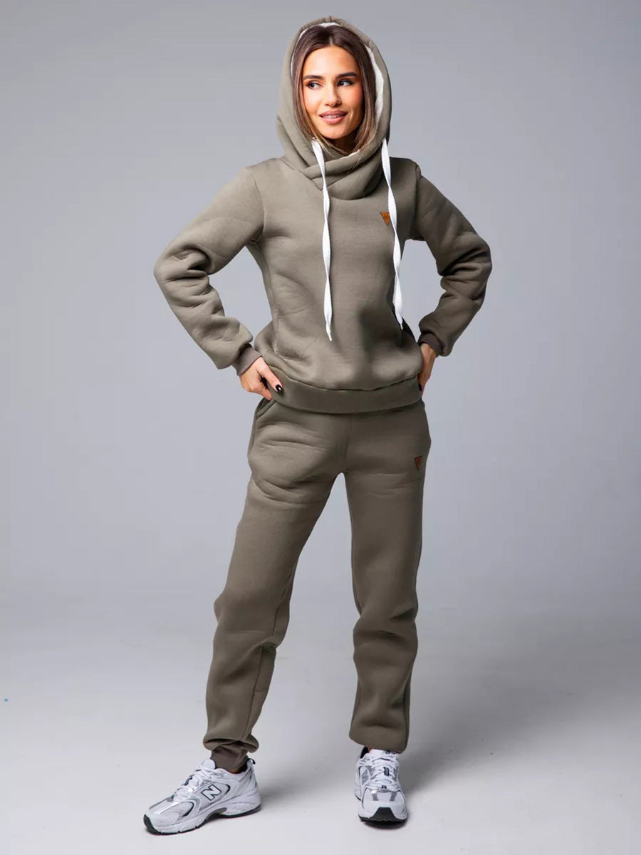 Damen Loungewear-Set mit Schalkragen-Hoodie und taillierter Jogginghose Drune