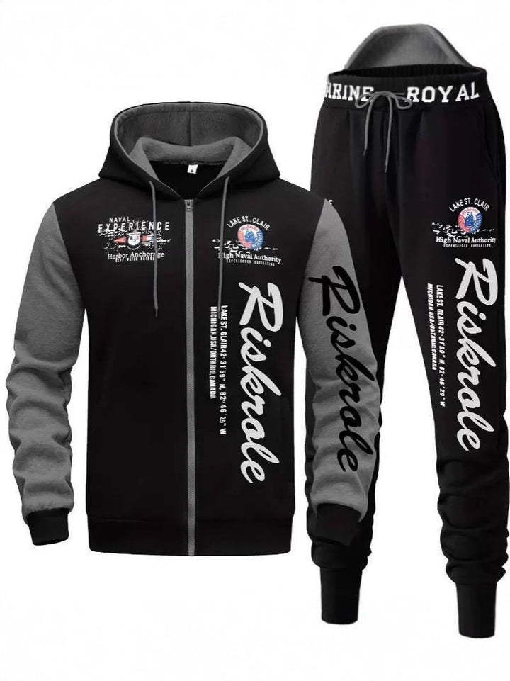 Herren Sportlicher Hoodie- und Jogginghosen-Set Drune