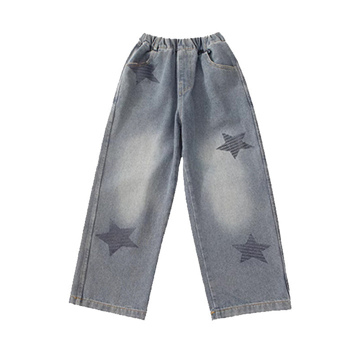 Unisex weite Jeanshose mit Sternenapplikationen Drune