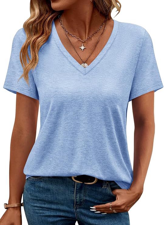 Damen V-Ausschnitt T-Shirt aus weichem Single Jersey Drune