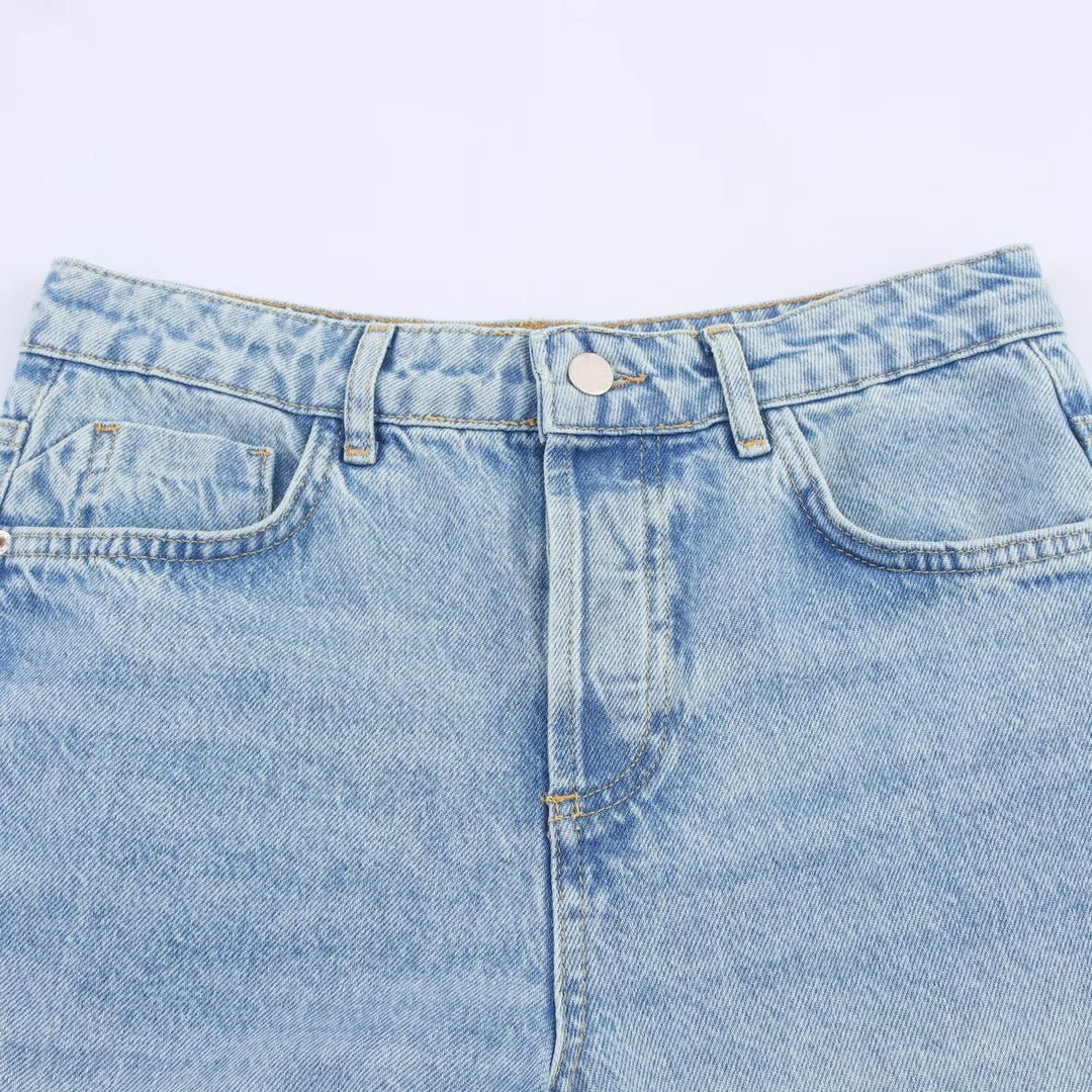 Damen weite Jeans mit floralen Spitzenapplikationen Drune