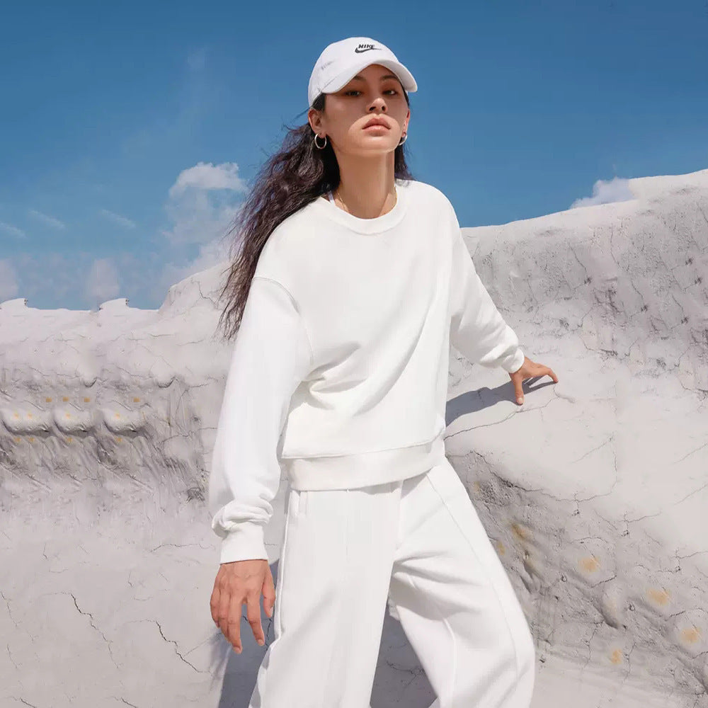 Damen nan Oversize-Sweatshirt und weite Loungehose Set mit Tunnelzug, dezenter Nahtführung und elastischen Bündchen Drune