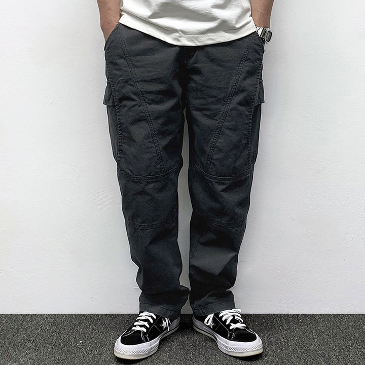 Herren Lässige Baggy-Cargo-Hose mit Knieabnähern, Multitaschen und Workwear-Details Drune