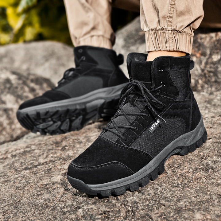 Herren Knöchelhohe Outdoor‑Tactical‑Trekkingstiefel aus Velours‑ und Nylonmix mit stoßdämpfender EVA‑Sohle Drune