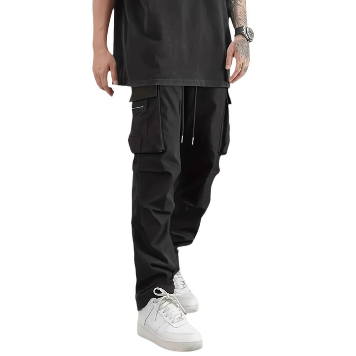 Herren weite Utility-Cargohose mit Tunnelzugbund, Multifunktionstaschen & Reißverschlusstasche Drune