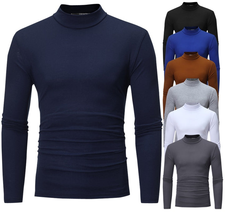Herren nan tailliertes Langarm-Stehkragen-Shirt aus Stretchjersey Drune