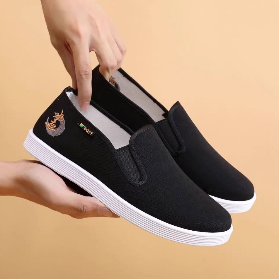 Herren Baumwoll-Slip-On mit gesticktem Motiv und rutschfester Gummisohle Drune