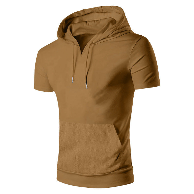 Herren lässiges Kapuzenshirt mit V-Ausschnitt und praktischer Bauchtasche Drune