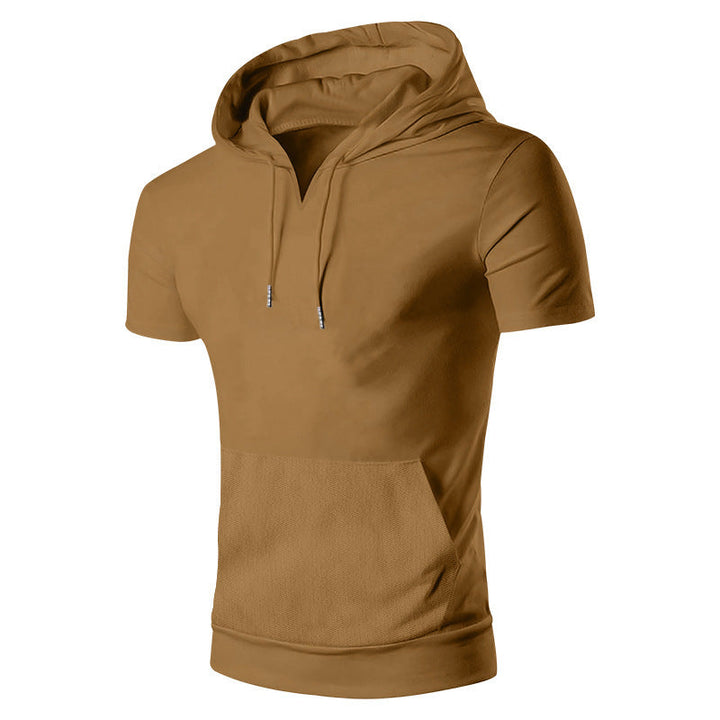 Herren lässiges Kapuzenshirt mit V-Ausschnitt und praktischer Bauchtasche Drune