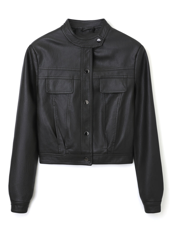 Damen Modische Kurzlederjacke Drune