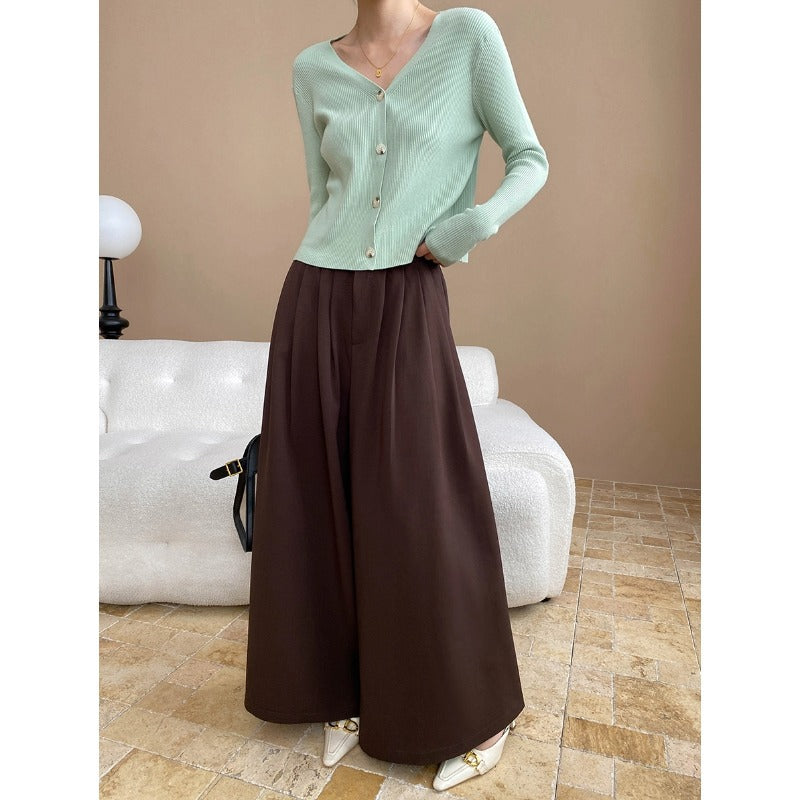 Damen lässiger Cardigan im Rippenstrick-Stil mit zarten Knöpfen Drune