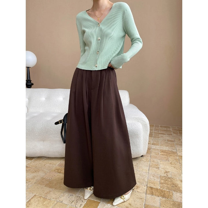 Damen lässiger Cardigan im Rippenstrick-Stil mit zarten Knöpfen Drune