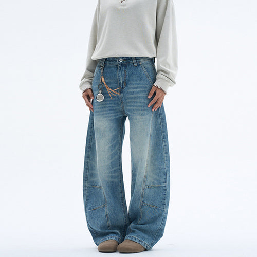 Damen Extraweite Palazzodenim-Jeans mit hoher Bundlinie, Paneelnähten und weitem Saum Drune