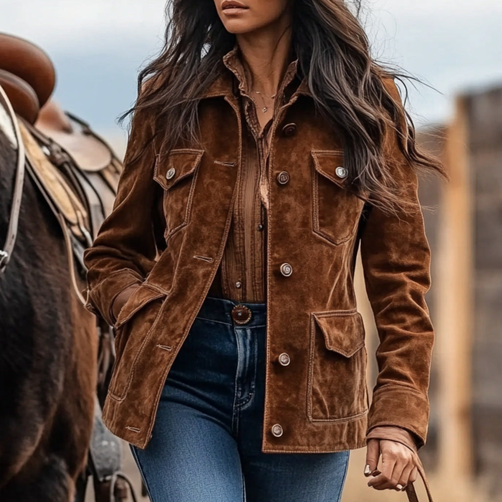 Damen Vegan-lederjacke mit Taschen
