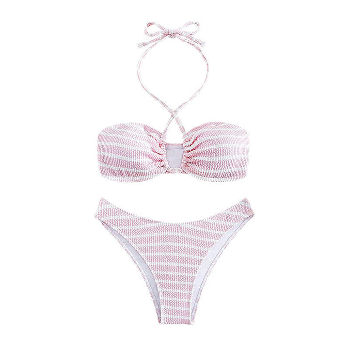 Damen Bandeau-Bikini mit stilvollem Streifendesign Drune