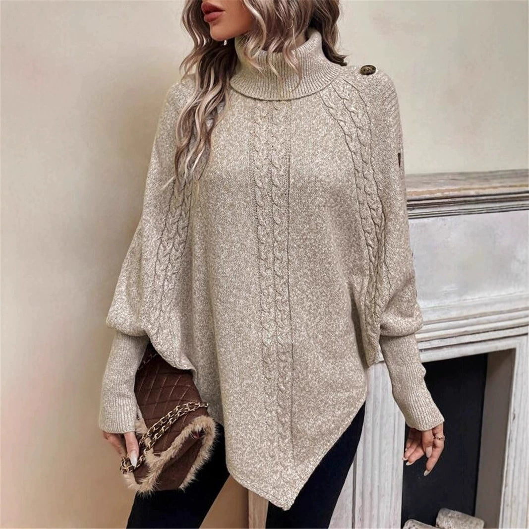 Damen Strickpullover mit Rollkragen und Knopfdetails Drune