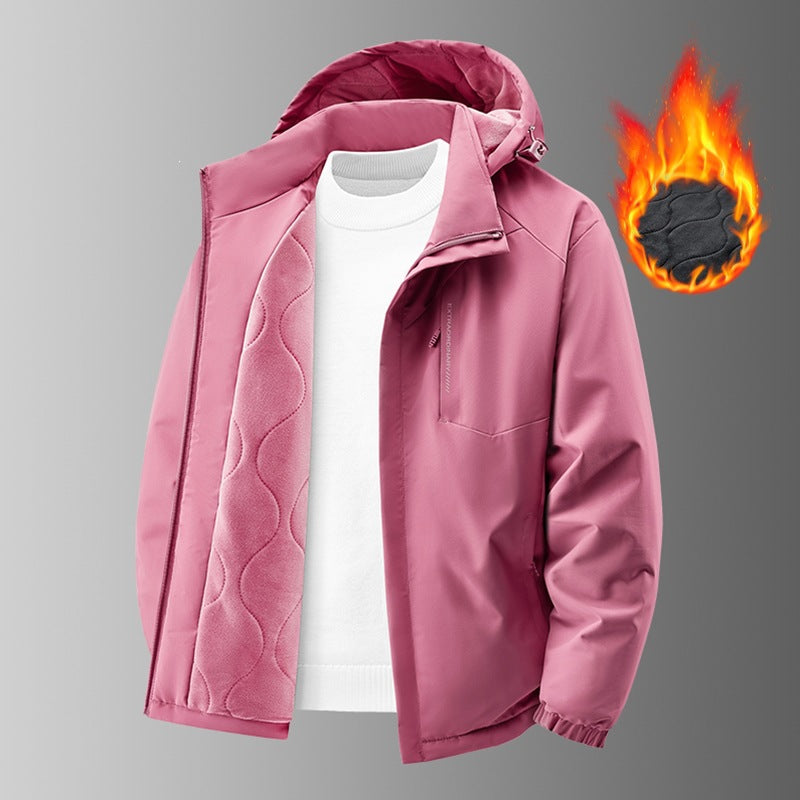 Herren Thermo-Outdoorjacke mit gesteppter Fleece-Innenlage, wind- und wasserabweisender Hülle & Kapuze Drune