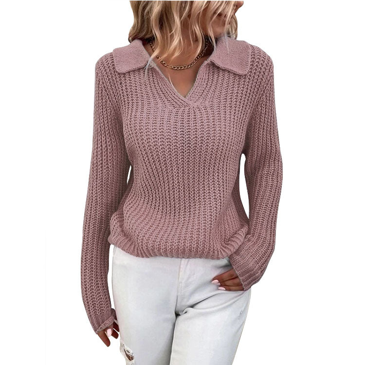 Damen Strickpullover mit strukturiertem Design und modernem V-Ausschnitt Drune