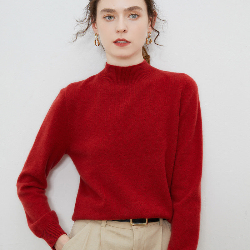 Damen weicher Feinstrick-Mockneckpullover mit Angora‑Look und legerer Silhouette Drune