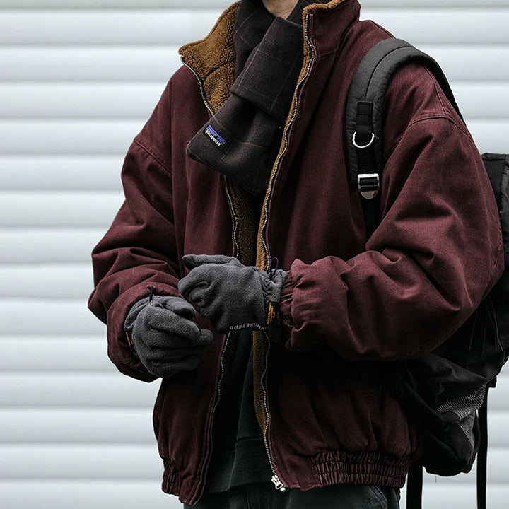 Unisex Wattierte Bomberjacke mit Teddyfutter Drune