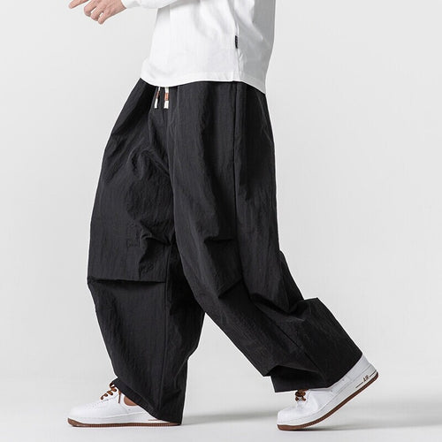 Herren Weite Utility-Loungehose mit überlappenden Falten und Kordelzugbund Drune