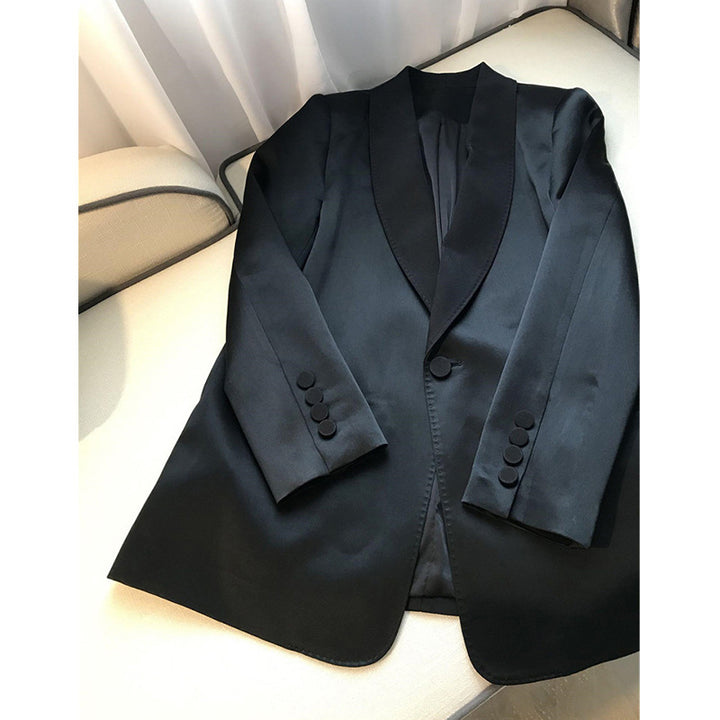 Damen Eleganter Blazer mit schickem Muster und hohem Kragen Drune