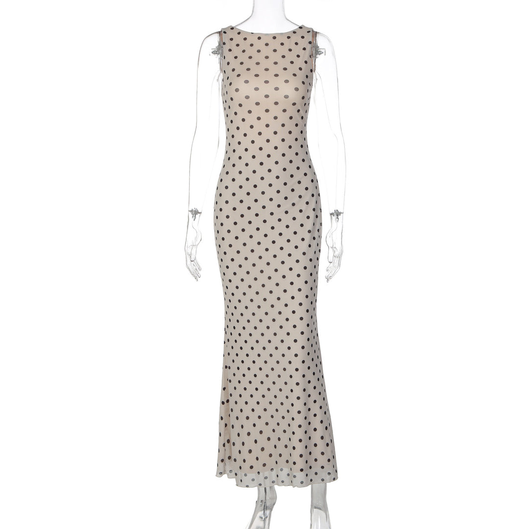 Damen Elegantes Maxikleid mit Punktdesign und figurbetontem Schnitt Drune