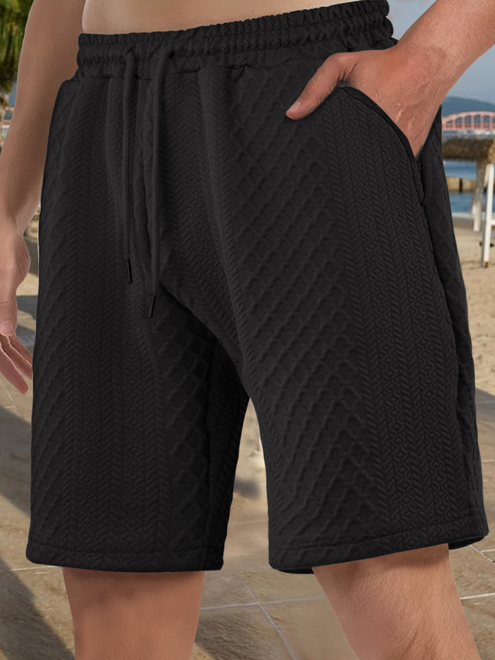 Herren nan strukturierte Strand-Bermuda aus Waffeljersey mit elastischem Kordelbund und schrägen Eingrifftaschen Drune