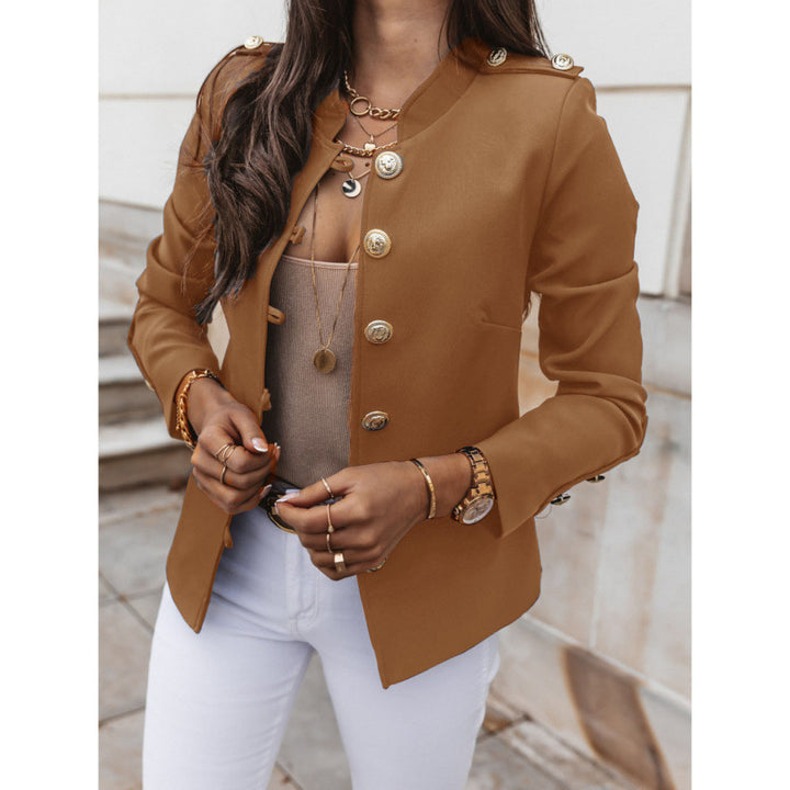 Damen modischer Blazer mit goldenen Knöpfen und schmalem Schnitt Drune